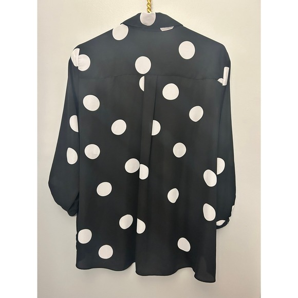 INC International Concepts Black White Polka Dot Button Up Shirt Women's Plus - Picture 3 of 6